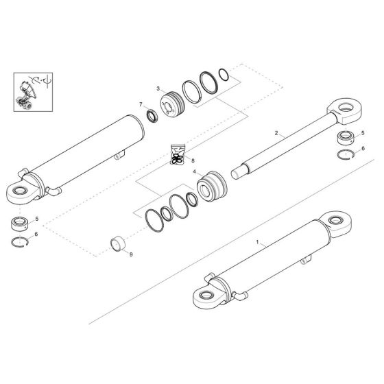 Boom Offset Cylinder Assembly for Wacker DV60-2 Dumper