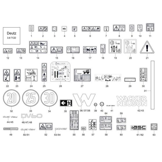 Decals (TCD 3.6) for Wacker DV60-2 Dumper