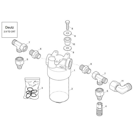 Hydraulic Oil Filter (TD 2.9) Assembly for Wacker DV60-2 Dumper