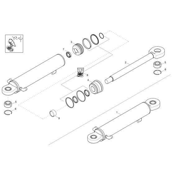 Boom Offset Cylinder Assembly for Wacker DV60-2 Dumper