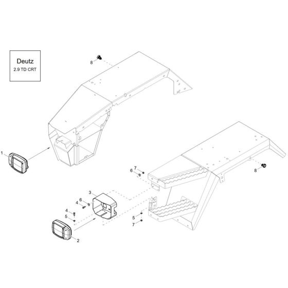 Headlight (TD 2.9) Assembly for Wacker DV90-2 Dumper