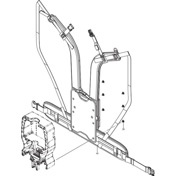 Main Assembly-1for Makita DVC260Z Cordless Backpack Vacuum Cleaners 