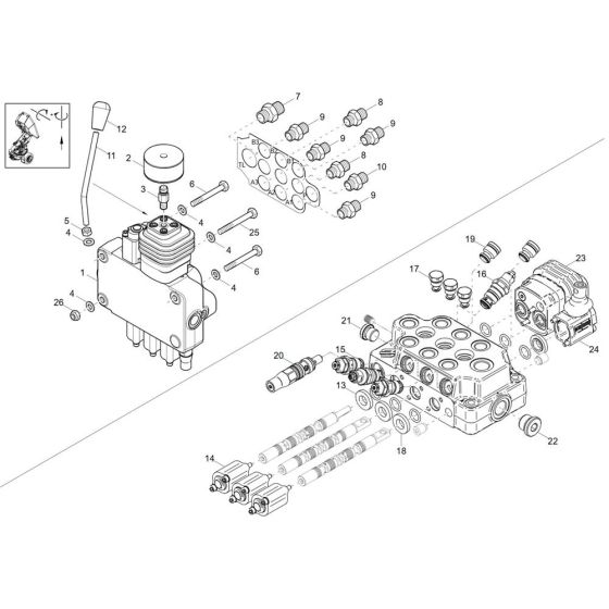 Control Valve Assembly -1 for Wacker DW30-2 Dumper