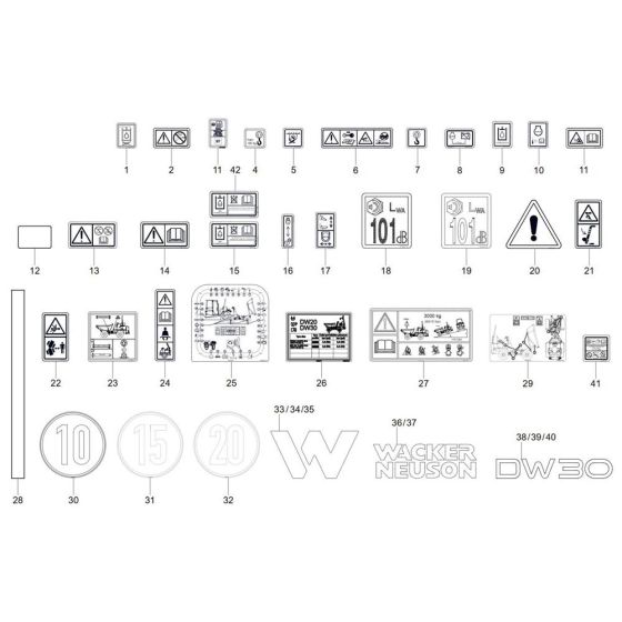 Decals for Wacker DW30-2 Dumper