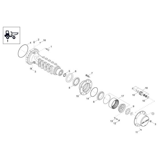 Axle Case, Wheel Hub Assembly -1 for Wacker DW30-2 Dumper