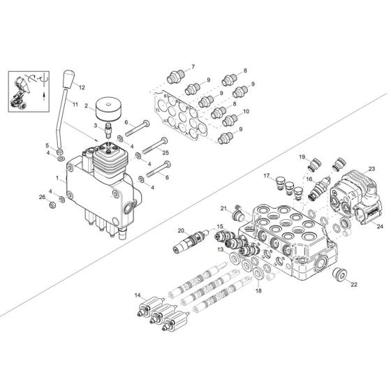 Control Valve Assembly -1 for Wacker DW30-2 Dumper