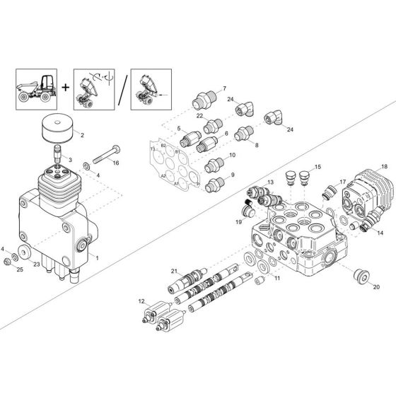 Control Valve Assembly -2 for Wacker DW30-2 Dumper