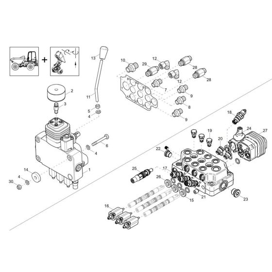 Control Valve Assembly -3 for Wacker DW30-2 Dumper