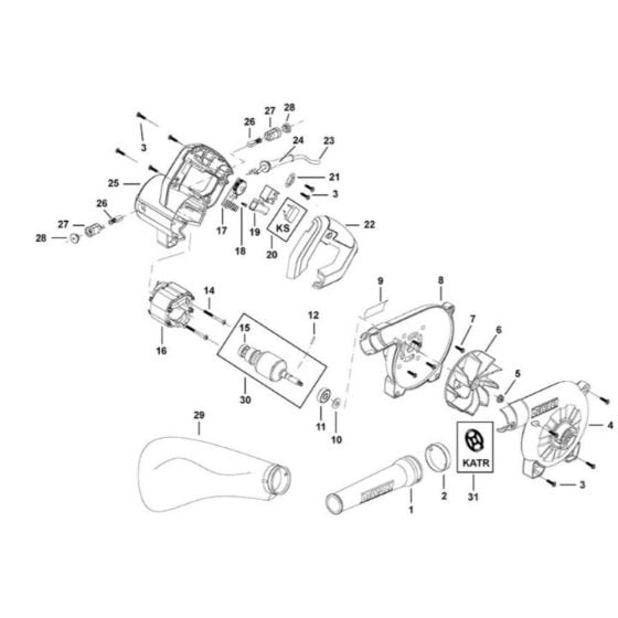 Main Assembly for DeWalt DWB800 Blowers