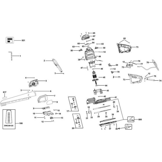 Main Assembly for DeWalt DWE397 Universal Alligator Saw