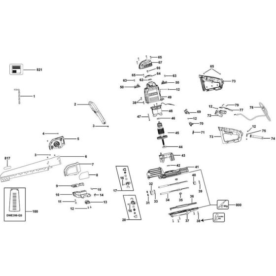 Main Assembly for DeWalt DWE398 Universal Alligator Saw