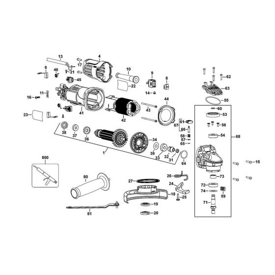 Main Assembly for DeWalt DWE4001 Angle Grinders