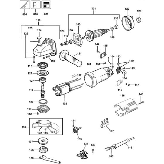 Main Assembly for DeWalt DWE4010T Angle Grinders