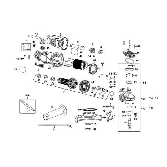 Main Assembly for DeWalt DWE4110 Angle Grinders