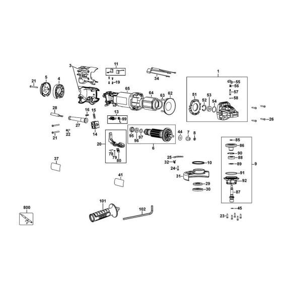 Main Assembly for DeWalt DWE4202 Angle Grinders