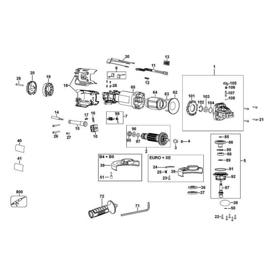 Main Assembly for DeWalt DWE4215 Angle Grinders