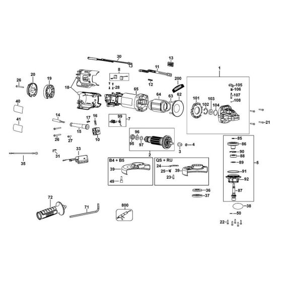 Main Assembly for DeWalt DWE4227 Angle Grinders