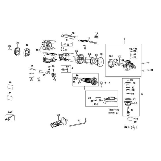 Main Assembly for DeWalt DWE4235 Angle Grinders