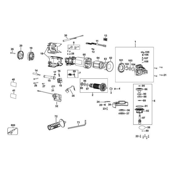 Main Assembly for DeWalt DWE4237 Angle Grinders