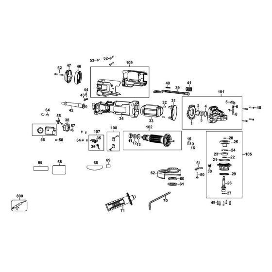 Main Assembly for DeWalt DWE4246 Angle Grinders