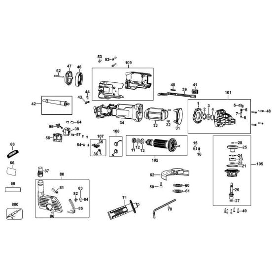 Main Assembly for DeWalt DWE46105 Angle Grinders