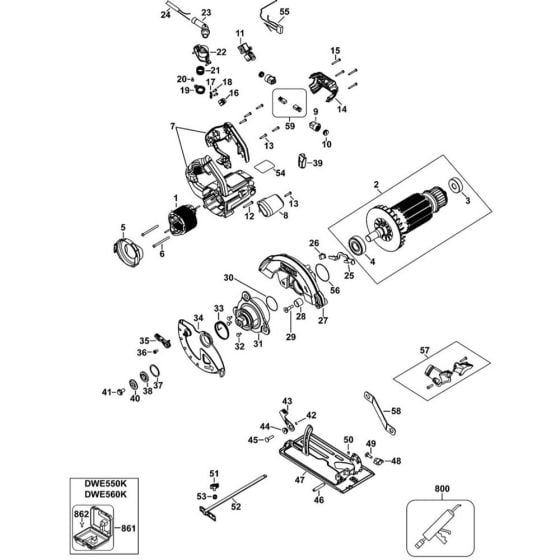 Main Assembly for DeWalt DWE550 Circular Saw