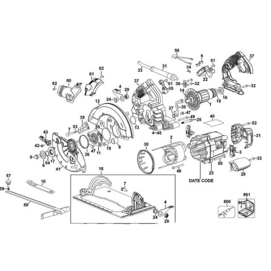 Main Assembly for DeWalt DWE575 Circular Saw