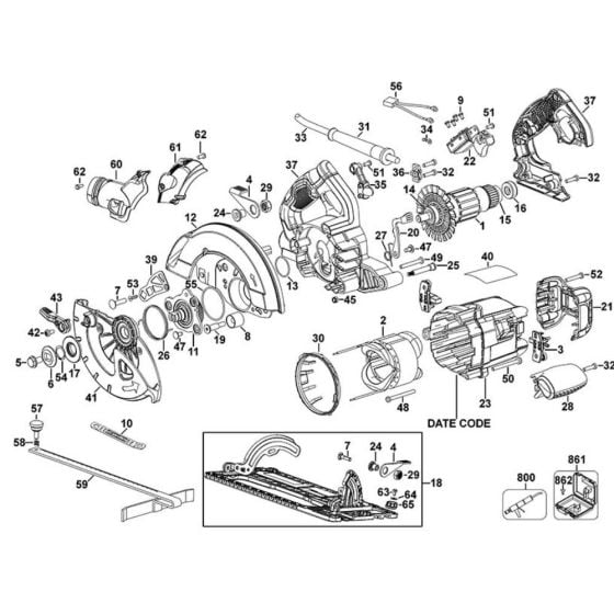 Main Assembly for DeWalt DWE576 Circular Saw