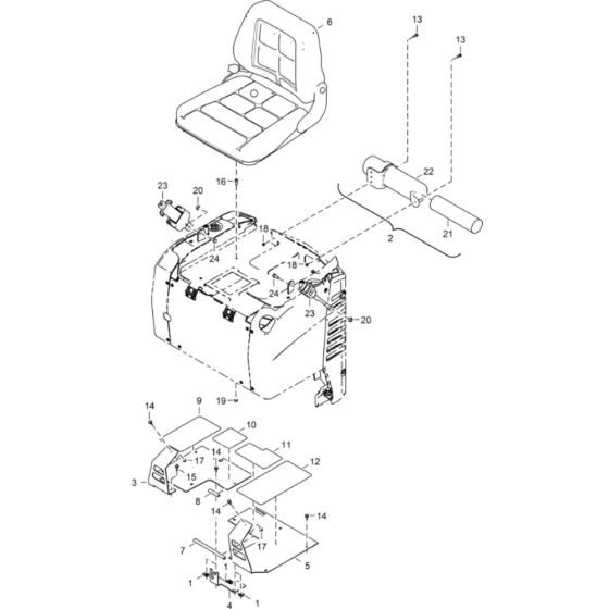 Operator CAB (Seat) Assembly for BobCat E08 (S/N B4PC11001 & Above)