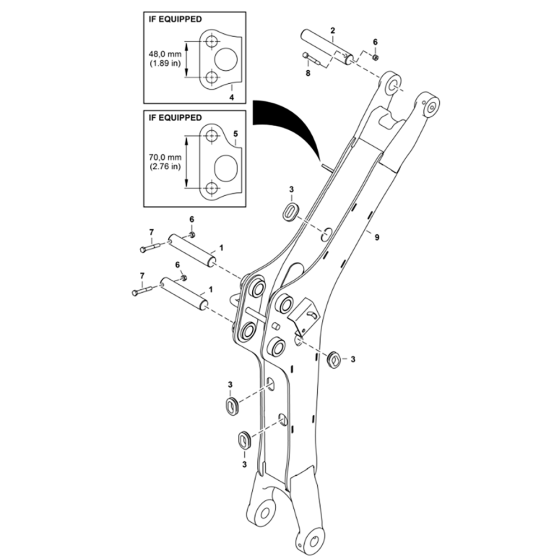 Boom Assembly for BobCat E08 (S/N A4BP1101-A4BP11960)