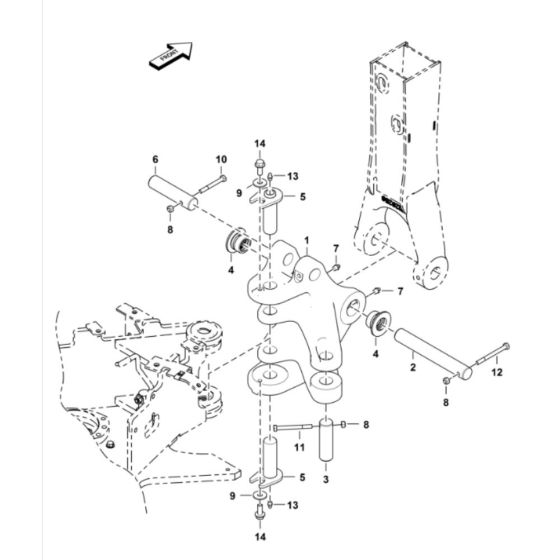 Boom Swing Frame Assembly for BobCat E08 (S/N A4BP1101-A4BP11960)