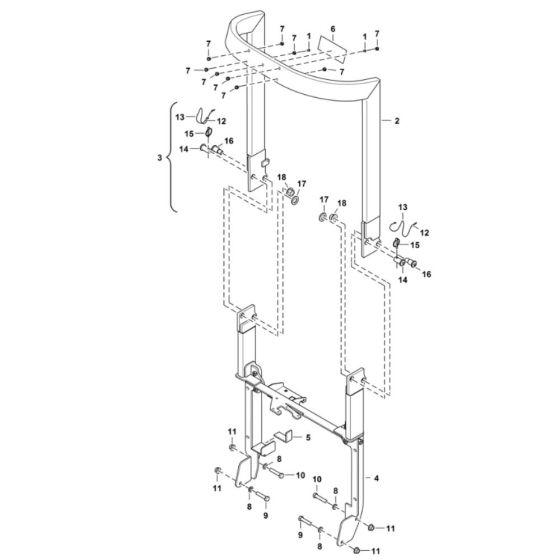 Tip Over Protective Structure (TOPS) Assembly for BobCat E08 (S/N A4BP1101-A4BP11960)