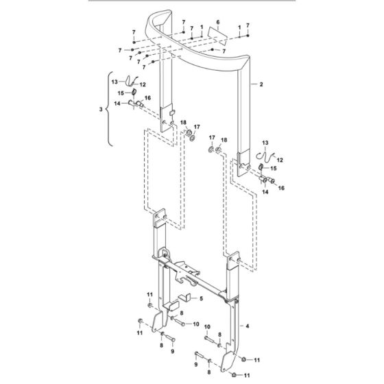 Tip Over Protective Structure (TOPS) Assembly for BobCat E10 (S/N B4K911001&Above)