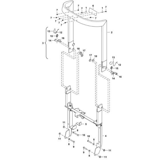 Tip Over Protective Structure (TOPS) Assembly for BobCat E10 (S/N A33P11001-A33P17234)