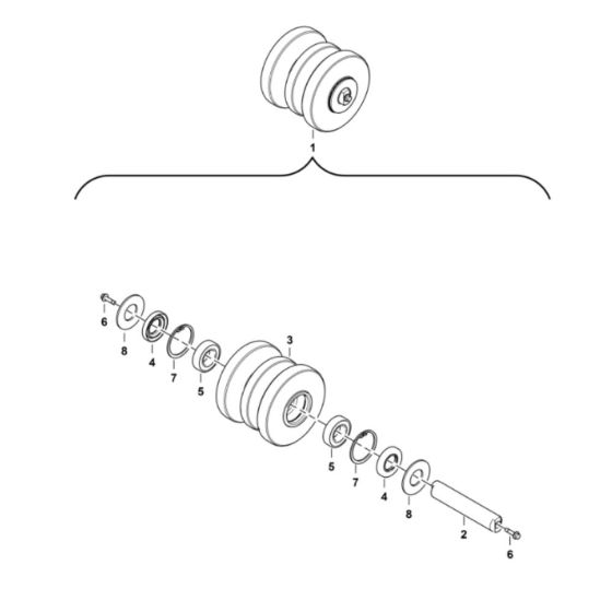 Undercarriage (Tracks Roller) Assembly for BobCat E10 (S/N A33P11001-A33P17234)