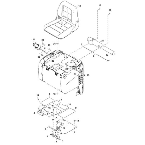 Operator CAB (Seat) Assembly for BobCat E10Z (S/N B4PD11001 & Above)