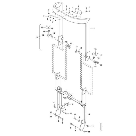 Tip Over Protective Structure (TOPS) Assembly for BobCat E10Z (S/N B4PD11001 & Above)