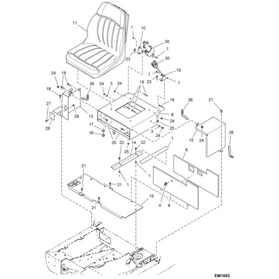 Operator Seat (W/Seat #7110397) (S/N AHNM11001 - AHNM12018) Assembly for BobCat E14 (S/N AHNM11001 & Above)