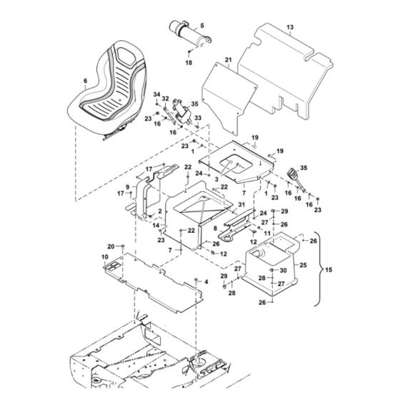 Operator Seat (S/N AHNM22488 & Above) Assembly for BobCat E14 (S/N AHNM11001 & Above)