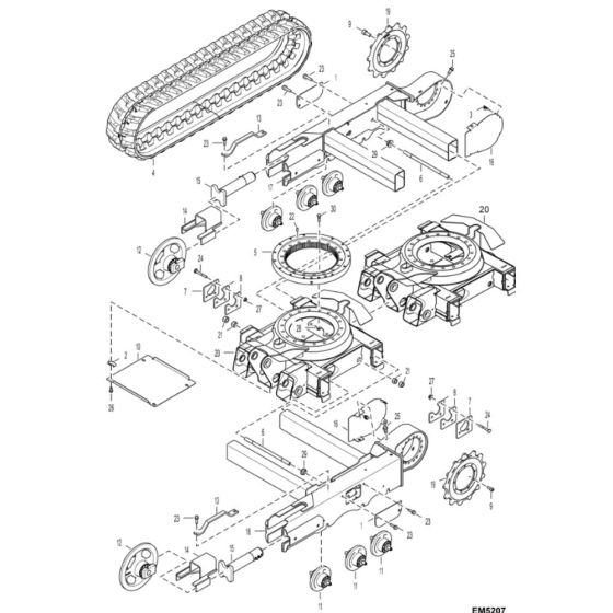 Undercarriage Assembly for BobCat E14 (S/N AHNM11001 & Above)