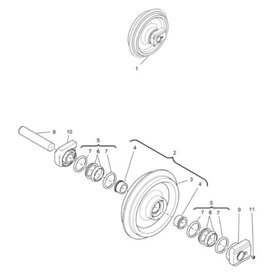 Idler (S/N AHLL22004 Above) Assembly for BobCat E16 (S/N AHLL11001 & Above)