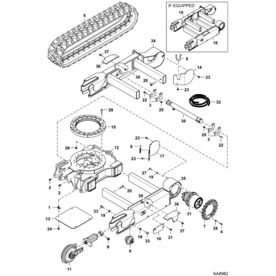 Undercarriage Assembly for BobCat E17 (S/N B4PJ11001 & Above)