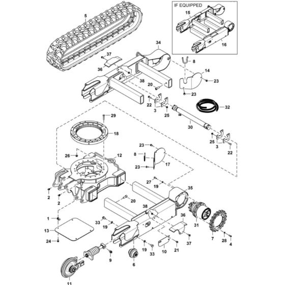 Undercarriage Assembly for BobCat E17 (S/N B4PR11001 & Above)