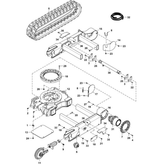 Undercarriage Assembly for BobCat E17Z (S/N B4PF11001 & Above)