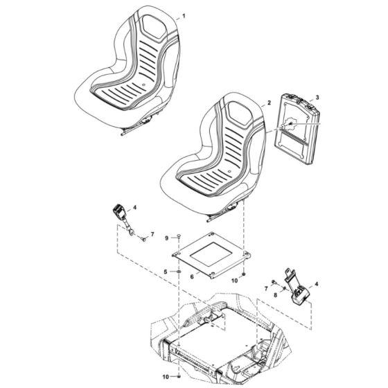 Seat (Vinyl, Black) Assembly for BobCat E17Z (S/N B4PT11001 & Above)