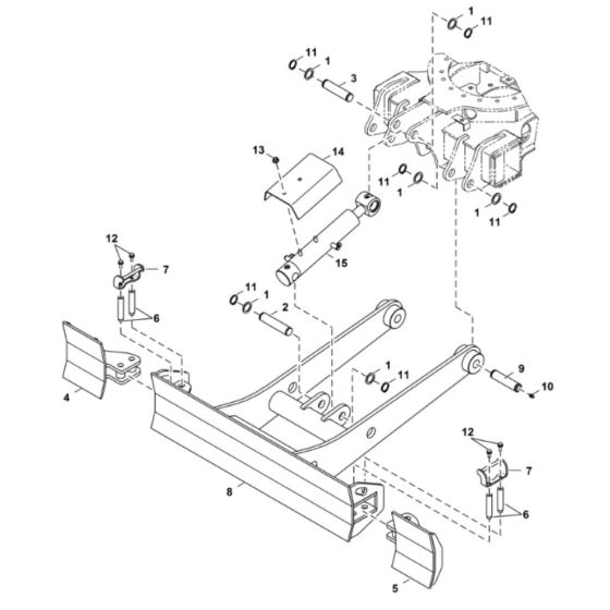 Blade (Long) Assembly for BobCat E17Z (S/N B4AW11001 - B4AW11660)