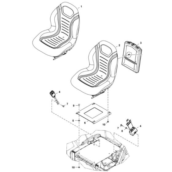 Seat (Vinyl, Black) Assembly for BobCat E19 (S/N B4PK11001 & Above)