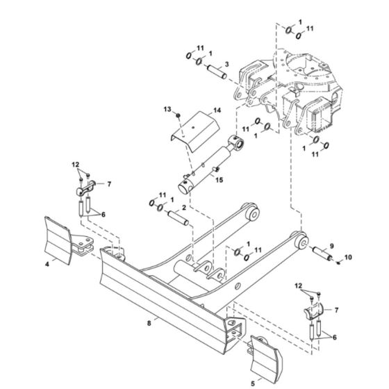 Blade (Long) Assembly for BobCat E19 (S/N AWMM11001 - AWMM14535, B3LB11001 - B3LB11055)