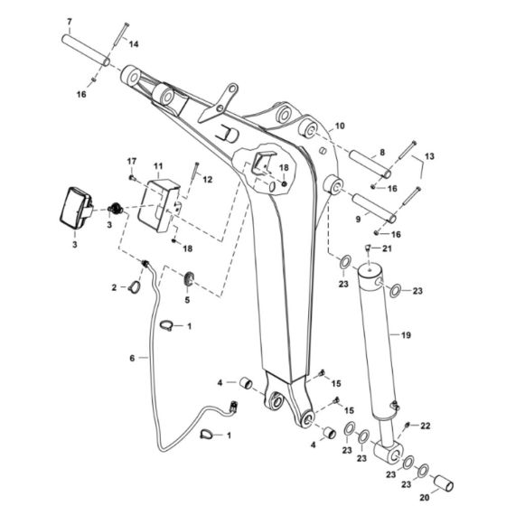 Boom Assembly for BobCat E19 (S/N AWMM11001 - AWMM14535, B3LB11001 - B3LB11055)