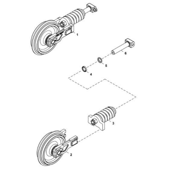 Track Tensioner/ Front Idler Assembly for BobCat E19 (S/N AWMM11001 - AWMM14535, B3LB11001 - B3LB11055)